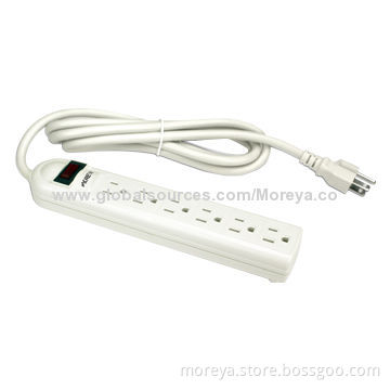 Power Strip, America Standard with 6 Socket Outlets, 1.8m Extension Cord, Surge, Overload Protectors